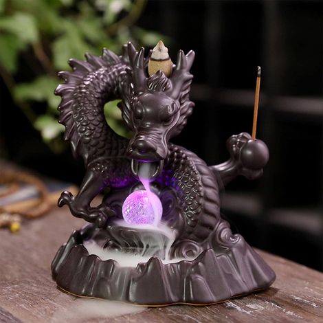 Dragon Backflow Incense Burner with 20PCs Cones Home Decor Ceramic Holder (1/5)