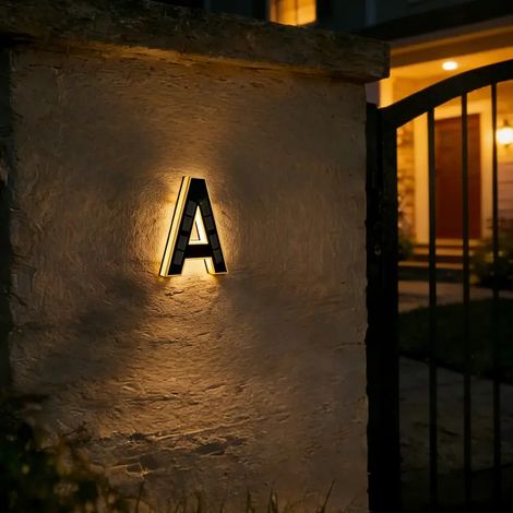 Numéros de maison solaires, panneau d'adresse LED étanche de 9 pouces pour usage extérieur-AquaForge