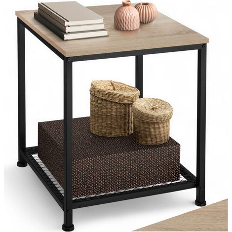 Table d'appoint 45,5 x 55,5 cm en panneau de fibres bois clair (1/5)