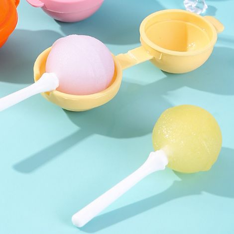 Moule à glace rond en silicone jaune résistant à la chaleur et réutilisable, idéal pour les enfants et la maison. (1/5)