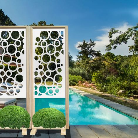 CIRCLE - Paravent modulable - 70x190 cm - en bois et PVC - Couleur : blanc (1/4)