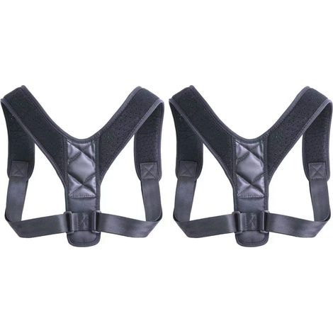 Correcteur De Posture - Sangle De Soutien Lombaire Et Dorsal - Réglable Universel - Pour Amélioration De La Position Assise Et Debout - 2 Pièces