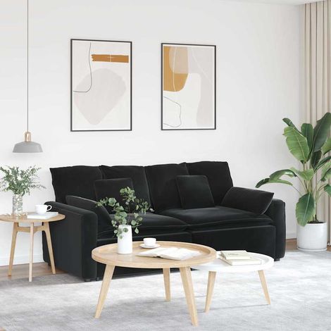 vidaXL Canapé modulable avec coussins noirs (1/5)