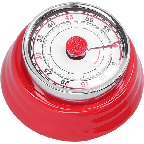 Minuteur de cuisine mécanique, horloge ronde pour cuisiner et étudier, gestionnaire de temps pour étudiants, rouge (1/5)
