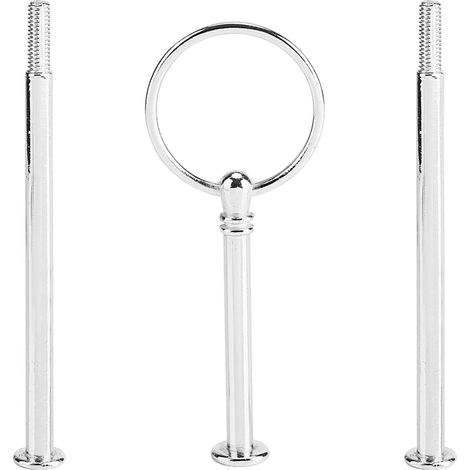 Hztyyier Tortenaufsatz-Set, hübsche Zinkdekoration für Keramik-, Glas- oder Metallteller für Geburtstagsfeiern (dreilagig, rund, silber) (1/5)