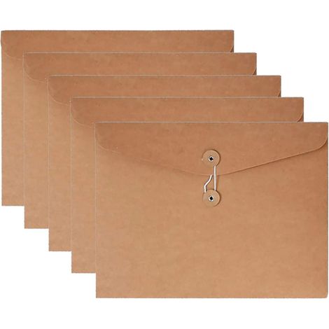 Dossier Enveloppe - Polypropylène Et Polyester - Pour Documents A4 Et Lettre - Capacité 60 Feuilles - Fermoir À Bouton Pression - Lot De 5 (1/5)