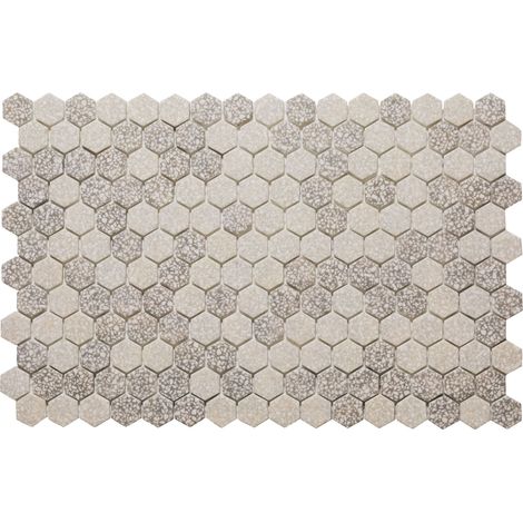 Mosaico in vetro pressato su rete per bagno e cucina 52 cm x 34 cm - Hexa grey mat (0.166m²) (1/5)