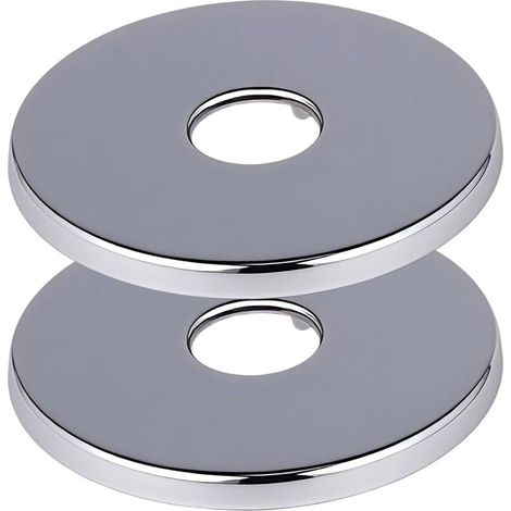 2-piece silver fitting rosette, 21 mm (1/2") diameter – Flat stainless steel fitting rosette 80 x 5 mm – Wall mounting set for shower mixer and heating pipe rosette (1/5)