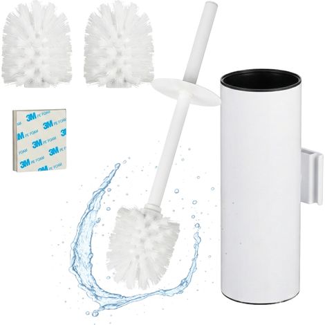 Relaxdays Escobilla Baño, Escobillero Pared Adhesivo o con Tornillos, 36,5x9x11 cm, Acero, y Plástico, Color a Elegir