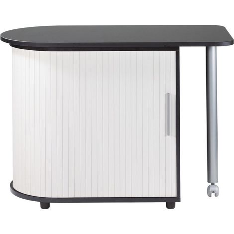 Bureau avec plateau pivotant et rangement noir et blanc Kool 105cm (1/4)