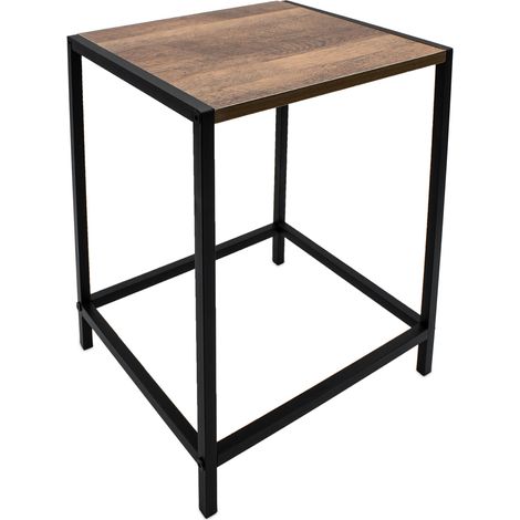 Holz Beistelltisch mit Metall Gestell - 37 x 32 cm - Kleiner Deko Couchtisch rechteckig