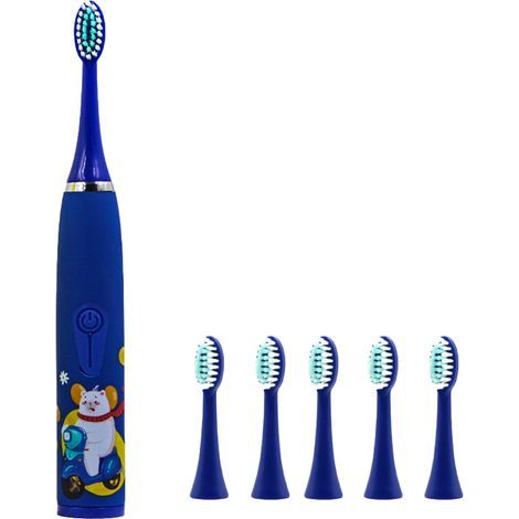 Electric toothbrush for children with 6 brush heads, IPX7 waterproof, built-in smart timer, suitable for children aged 3 and up. - AquaForge (1/5)