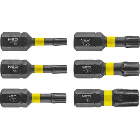 Embouts à percussion TX10/15/20/25/30/40 x 25 mm, 6 pièces. (1/5)