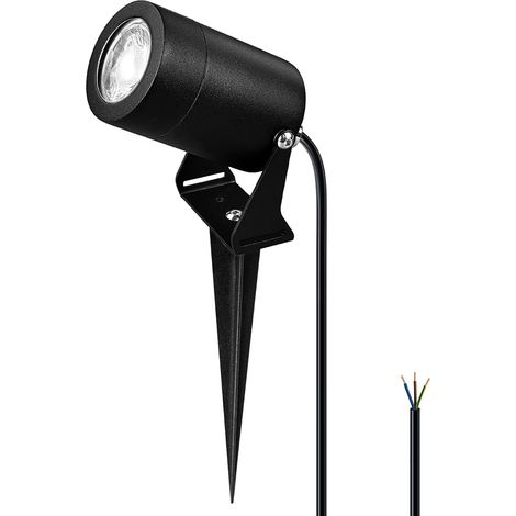 JNR Spot LED Extérieur, Étanche IP65 Spot Exterieur GU10, Noir Acier Inoxydable Spot avec 2 m Câble, GU10 5W 3000K Ampoule, Lampe avec Spike Ground, pour Jardin Chemin Arbustes Pelouse (1/5)