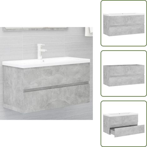 Almacenamiento de baño - vidaXL Mueble con lavabo madera de ingeniería gris hormigón - Lavabo de cerámica
