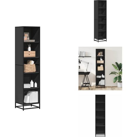 Bibliothèque noir 40x35x170,5 cm bois d'ingénierie - Armoire À Livres - Armoires À Livres - Bibliothèque - Armoire De Rangement (1/5)
