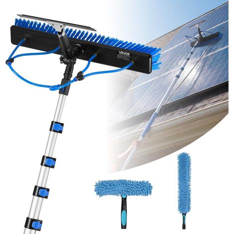 Perche Télescopique Nettoyage Panneaux Solaires 10 m Kit Brosse à Passage d'Eau et Raclette Aluminium HW6-10m(55CM)-EU (1/5)