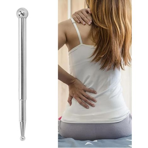 Appareil de massage par acupression en acier inoxydable, masseur facial, bâtonnet d'acupression télescopique et léger, stylo d'acupression pour le bien-être des méridiens corporels (1/5)