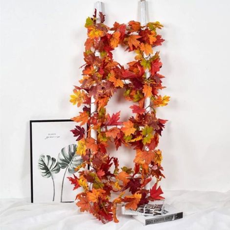 Guirlande Feuilles D Erable - 175 Cm - Decoration Automne Interieur Extérieur - Lot De 2 (1/4)