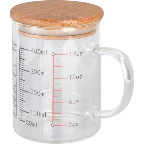 400-ml-Messbecher mit Hitzebeständigkeit und Skala, mikrowellengeeignet, transparenter Krug für Milch und Joghurt (1/5)