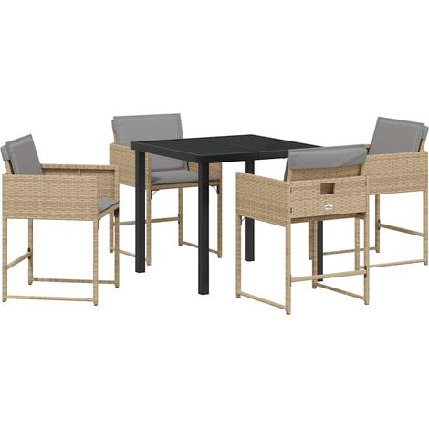 Maison Exclusive - Ensemble de salle à manger pour jardin 5 pcs Beige polyrotin (1/5)