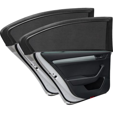 Pare-soleil pour vitre de voiture, lot de 2 pare-soleil latéraux et arrière en filet pour voiture, bloque les rayons UV, protège les vitres contre les coups de soleil, s'adapte à la plupart des véhicu (1/5)
