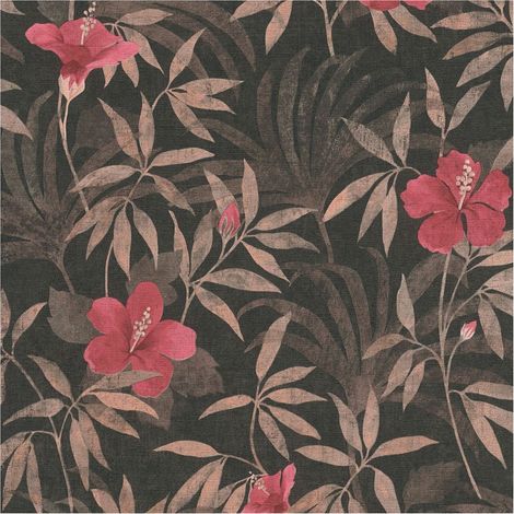 Flowers wallcovering wall Profhome 380283 non-woven wallpaper slightly textured with floral pattern matt brown red black 5.33 m2 (57 ft2) (1/5)