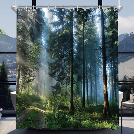 Duschvorhang 180x170 Wald Dschungel Sunshine Forest 180 x 170 cm (1/5)