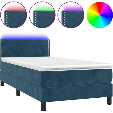 Maison Exclusive - Boxspringbett mit Matratze & LED Dunkelblau 10 (1/5)