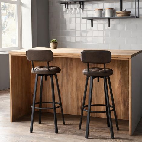 Tabouret de bar marrón Oscuro en pU métal 43,5 x 35,5 x 98 cm (1/5)