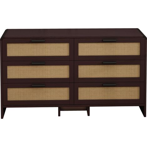 Eck-Kommode aus Rattan, 130 cm, mit 6 Schubladen, rostbraun (1/5)