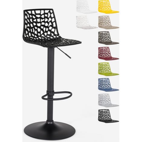 Sgabello design cucina bar base nero opaco regolabile Grand Soleil Spider Matt - Nero
