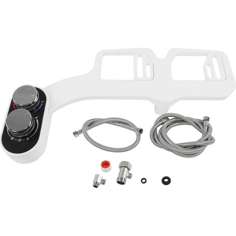 Pulvérisateur de Bidet à double buse, Non électrique, autonettoyant, fixation de toilette, pression d'eau réglable, amérique du nord, 9/16 pouces (1/5)