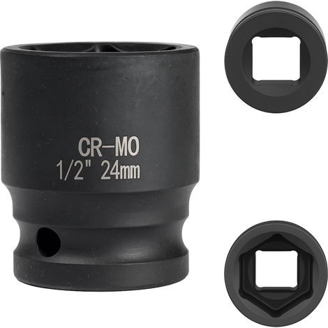 x 24mm 6-Point Socket, Cr-Mo Steel, for 1/2" Impact Wrench, Bicycle and Lock (1/5)