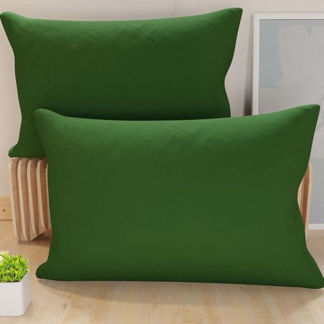 Lot de 2 Taies d'oreiller de Lit 60x40 cm, Housses de Coussin Unies Couleur Vert Olive, Taie Oreiller 100% Microfibre Hypoallergénique