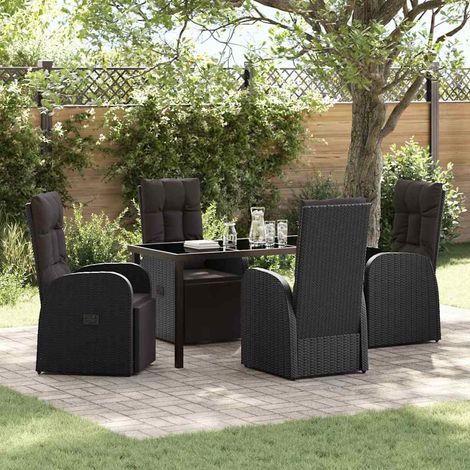 Conjunto de Comedor de Jardín 5 pcs Negro ratán sintético vidaXL (1/5)