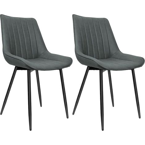 Lot de 2 chaises tapissées pour Salon, Salle à Manger ®,gris foncé (1/5)