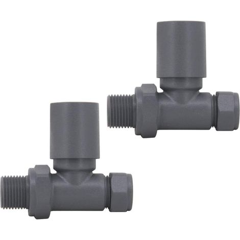 Warmehaus 15mm Twin Pack Straight Radiator Valves Anthracite