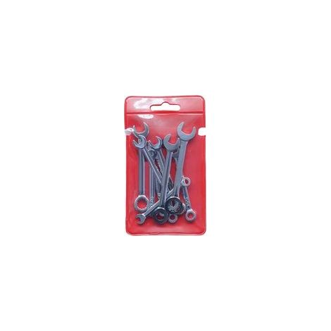 Lot de 10 clés mixtes à cliquet, jeu de clés plates et à œil avec mécanisme réversible – Acier chrome vanadium–