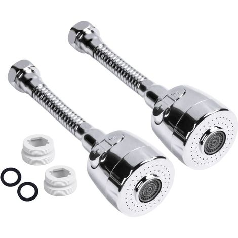 YMYNY Lot de 2 rallonges de tête de robinet de cuisine à économie d'eau, adaptateur de robinet rotatif à 360 °, 2 sorties d'eau (1/4)