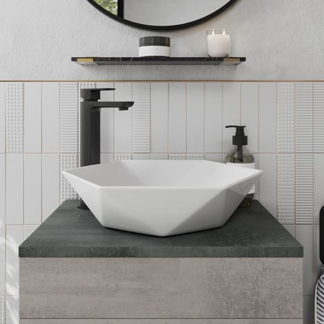 Affine Countertop Basin Gloss White - 480 x 420mm (1/4)