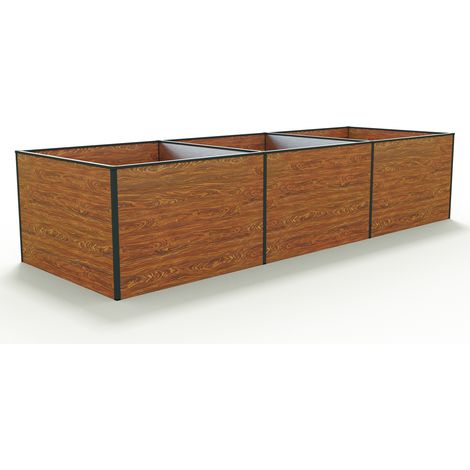 GFP Hochbeet Kräuter-Gemüse-Beet KINGSIZE DANIELA Aluminium - 351 x 119 x 77 cm - Holzoptik - formstabil und witterungsbeständig mit Aluminium-Hohlkammerprofilen