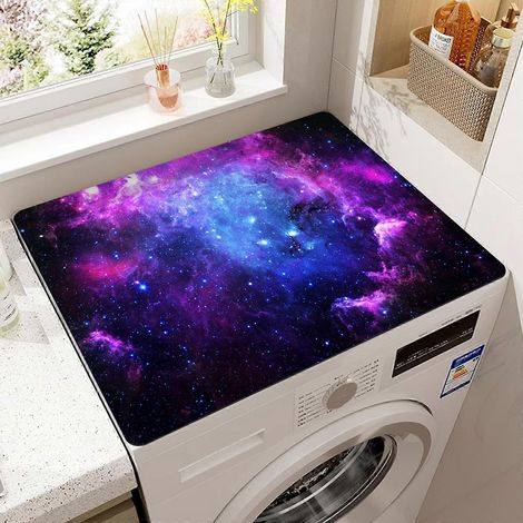 Housse de machine à laver à motif ciel étoilé bleu et violet, antidérapante pour réfrigérateur (40 x 50 cm) (1/5)