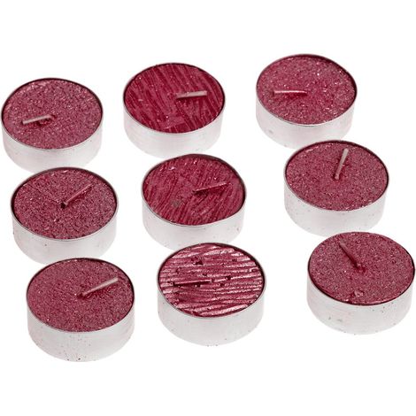 Lot de 9 Bougies Chauffe plat Rouge pailleté D 3.8 cm - Feeric Christmas (1/2)