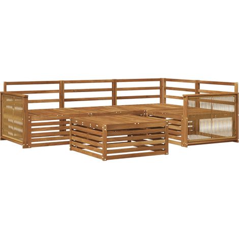 Outdoor Sofa Set 5 pcs Natural Solid Acacia Wood vidaXL (1/5)