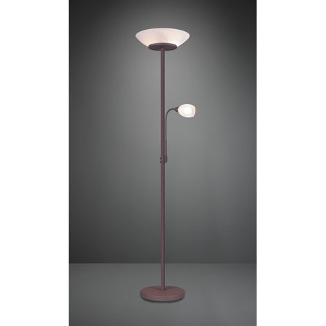 Piantana Con Spot da Lettura Gerry Ruggine Vetro Bianco Ø34 cm Trio Lighting (1/2)