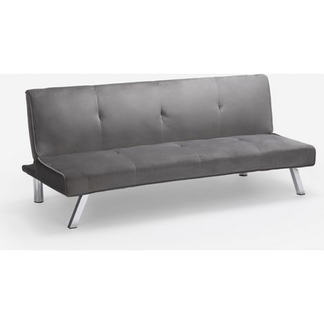Divano letto 3 posti design clic clac reclinabile tessuto velluto Explicitus - Grigio Scuro (1/5)