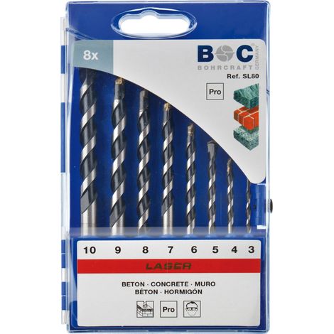 LASER MD Wandbohrer-Set, Kunststoffbox // 3-10x1,0/8-tlg.  Bohrcraft 22501430008