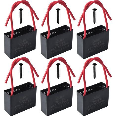 Lot de 6 Condensateurs CBB61 450V 3 µF AC 50/60 Hz Climatiseur Ventilateur Moteur Condensateur de Marche Démarrage pour Ventilateur de Plafond, Hotte (1/5)