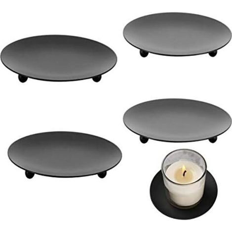 CSPARKV 4 Pcs 6.8cm Chandelier Noir Bougeoir Plaque en Métal Candélabre Pilier Chandelier pour Décoration de Mariage Maison Noël Cadeau d'anniversaire Dîner Aux Chandelles (1/5)